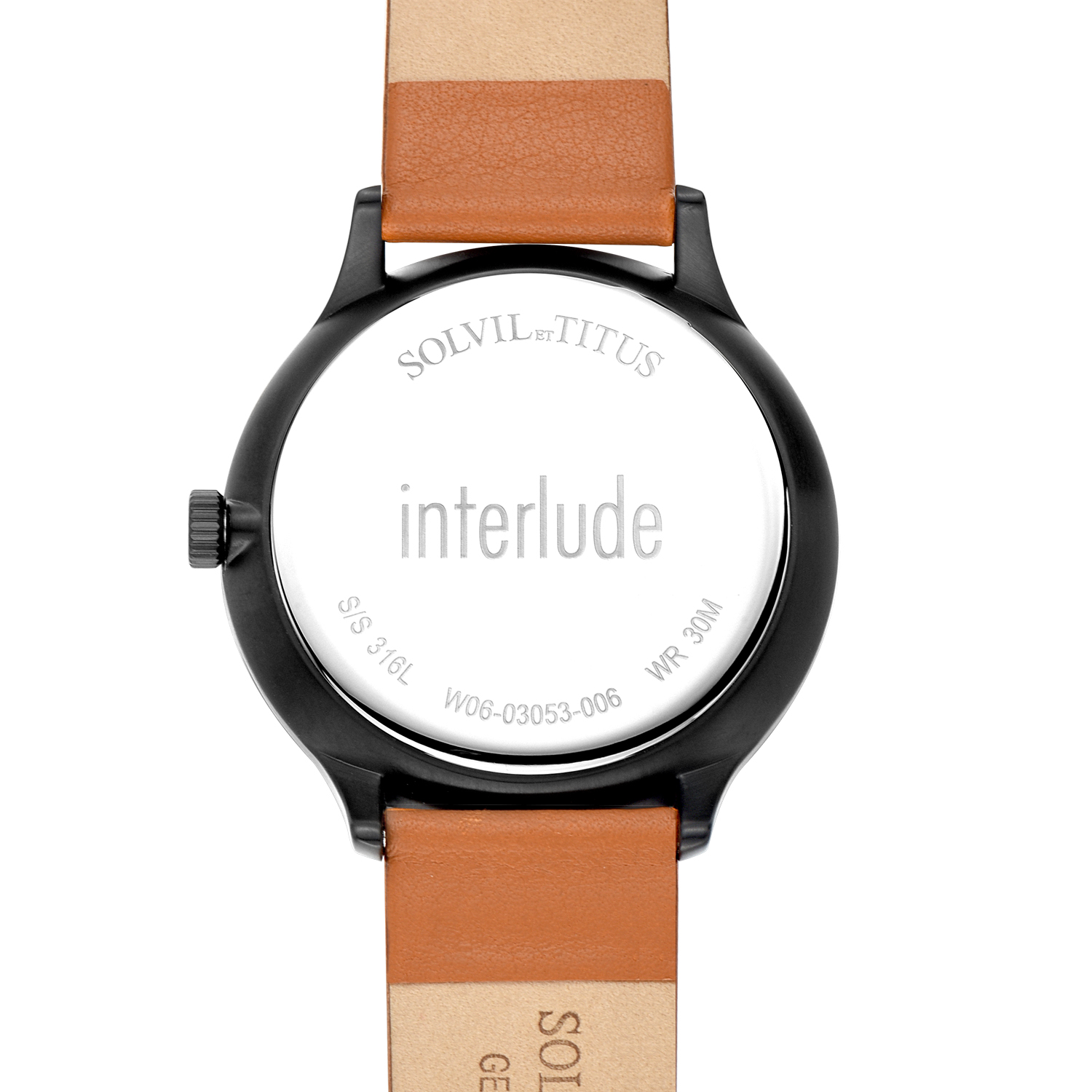 นาฬิกาผู้ชาย Interlude 2 เข็ม ระบบควอตซ์ สายหนัง ขนาดตัวเรือน 43 มม. (W06-03053-006)