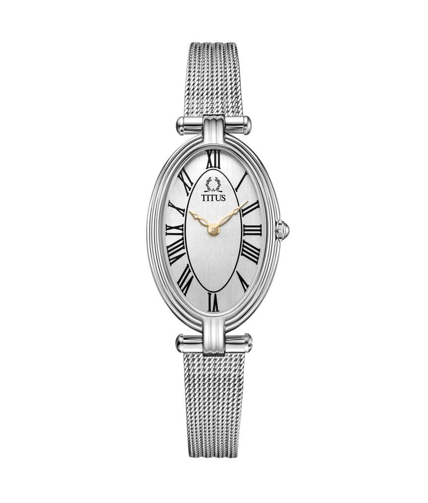 นาฬิกาผู้หญิง Once 2 เข็ม ระบบควอตซ์ สายถักสเตนเลสสตีล ขนาดตัวเรือน 22 มม. (W06-03207-016)