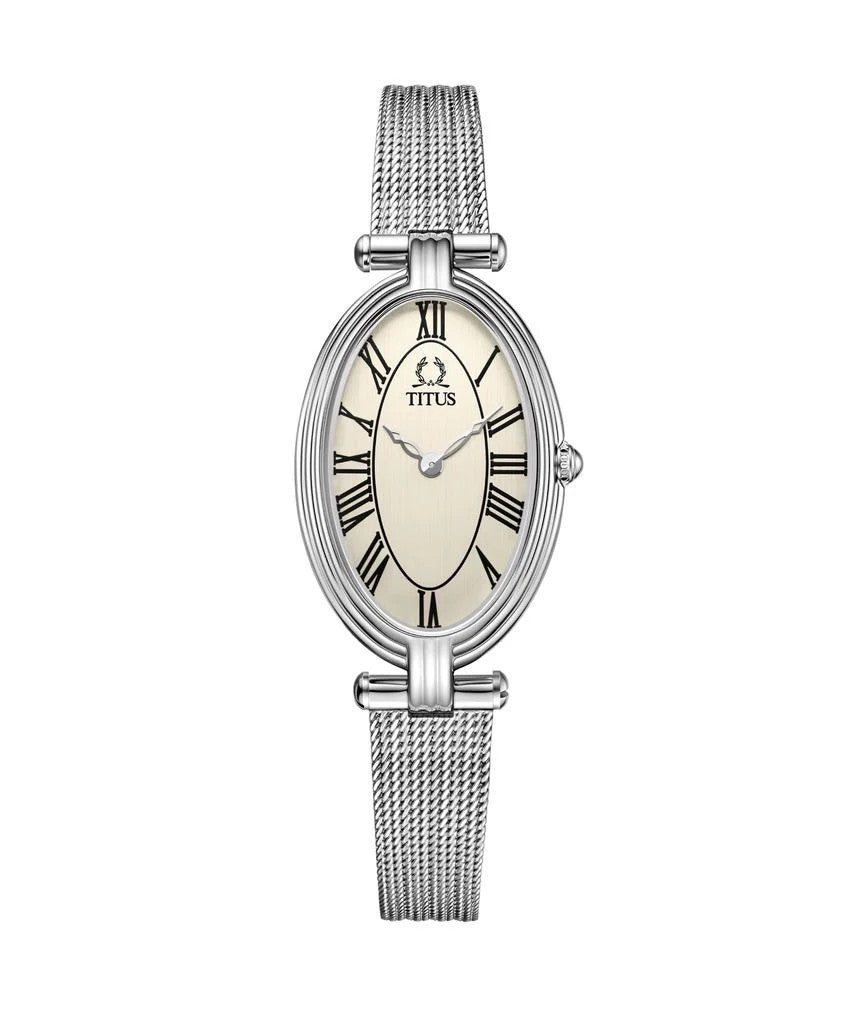 นาฬิกาผู้หญิง Once 2 เข็ม ระบบควอตซ์ สายถักสเตนเลสสตีล ขนาดตัวเรือน 22 มม. (W06-03207-017)