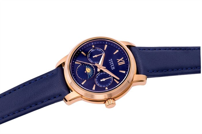 นาฬิกาผู้หญิง Devot มัลติฟังก์ชัน บอกกลางวัน-กลางคืน ระบบควอตซ์ สายหนัง ขนาดตัวเรือน 34.5 มม. (W06-03263-005)