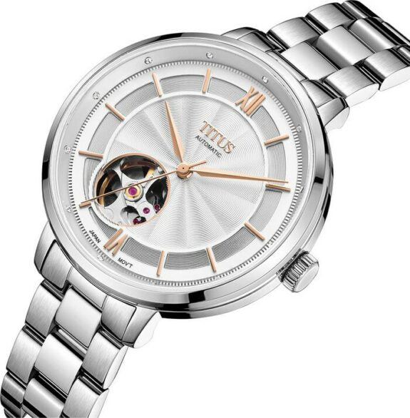 นาฬิกาผู้หญิง Enlight Skeleton 3 เข็ม ระบบออโตเมติก สายสเตนเลสสตีล ขนาดตัวเรือน 36 มม. (W06-03278-001)