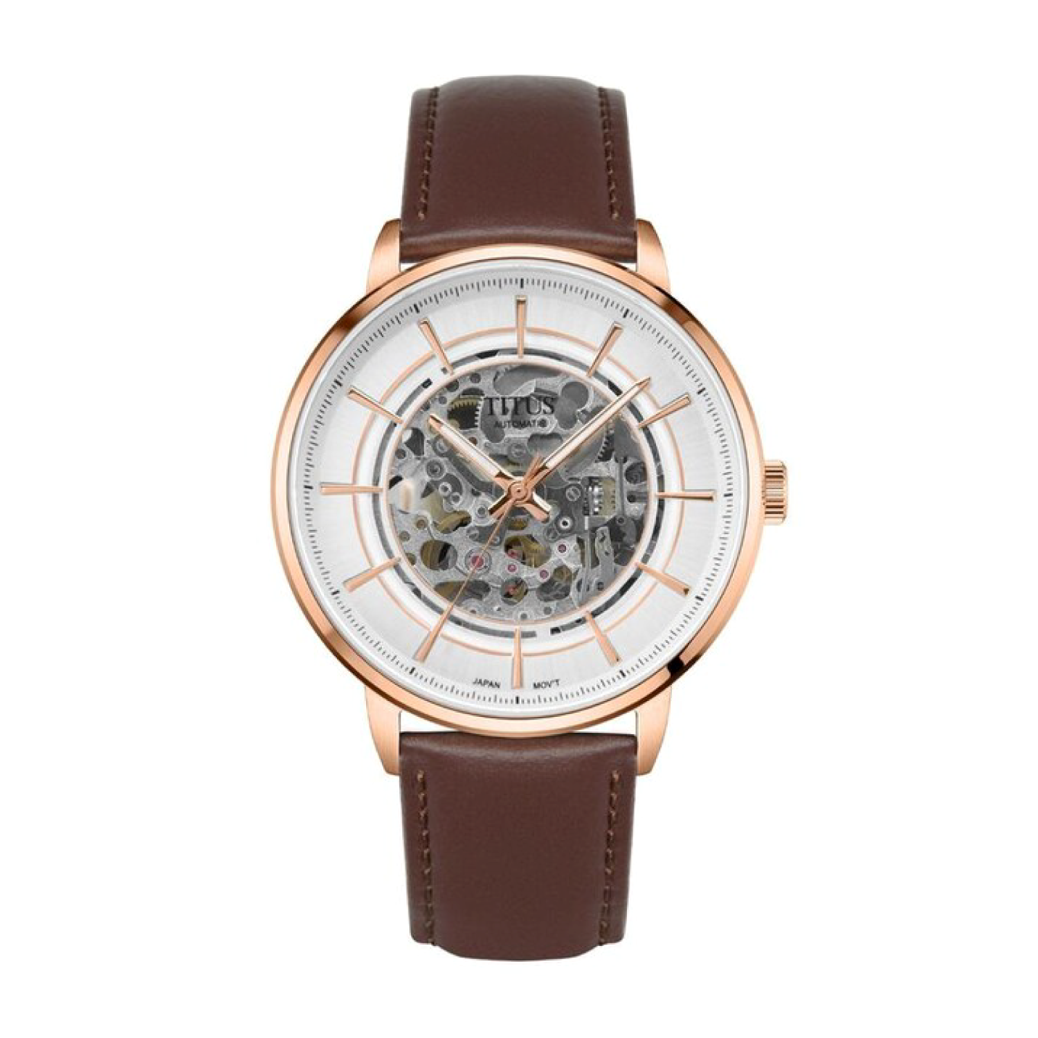 นาฬิกาผู้ชาย Enlight Skeleton 3 เข็ม ระบบออโตเมติก สายหนัง ขนาดตัวเรือน 42 มม. (W06-03305-005)