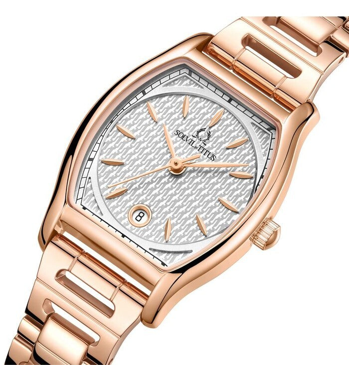 นาฬิกาผู้หญิง Barista 3 เข็ม วันที่ ระบบควอตซ์ สายสเตนเลสสตีล ขนาดตัวเรือน 24.7 มม. (W06-03326-002)