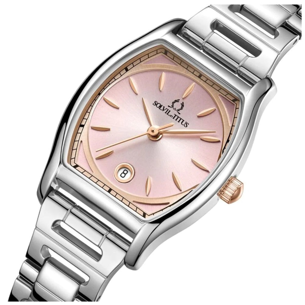 นาฬิกาผู้หญิง Barista 3 เข็ม วันที่ ระบบควอตซ์ สายสเตนเลสสตีล ขนาดตัวเรือน 24.7 มม. (W06-03326-008)