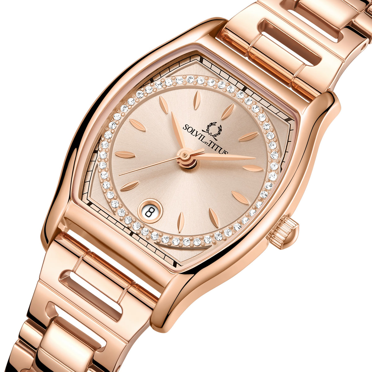 นาฬิกาผู้หญิง Barista 3 เข็ม วันที่ ระบบควอตซ์ สายสเตนเลสสตีล ขนาดตัวเรือน 24.7 มม. (W06-03326-012)