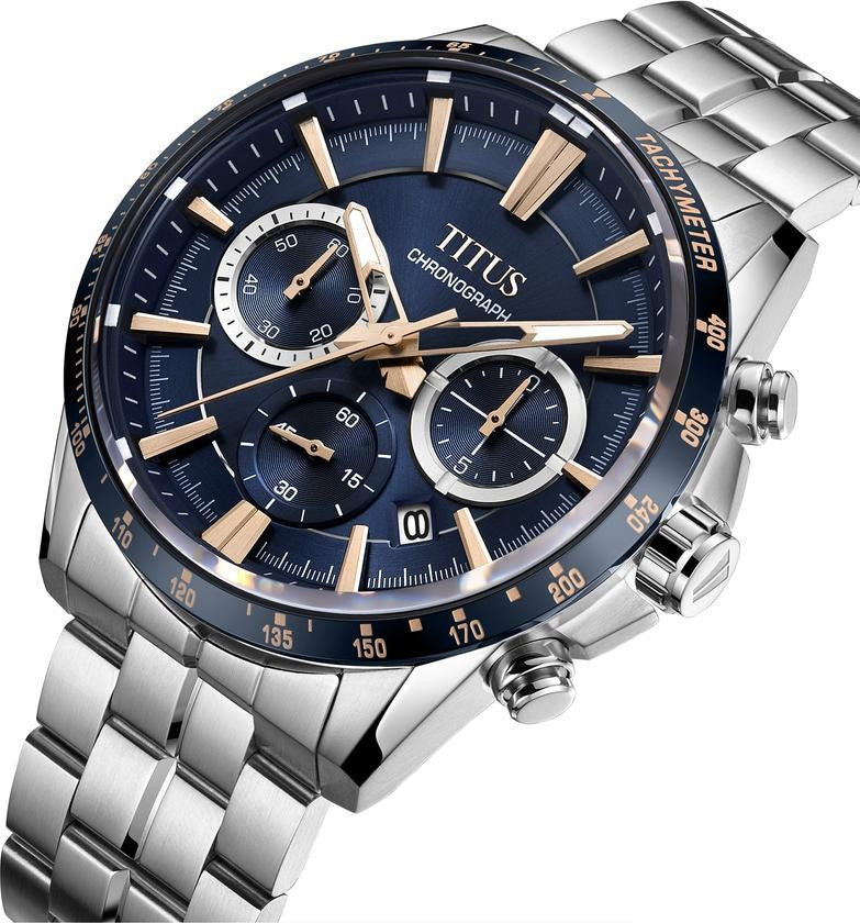 นาฬิกาผู้ชาย Saber โครโนกราฟ ระบบควอตซ์ สายสเตนเลสสตีล ขนาดตัวเรือน 44.2 มม. (W06-03337-006)