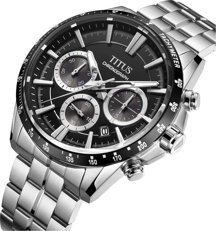 นาฬิกาผู้ชาย Saber โครโนกราฟ ระบบควอตซ์ สายสเตนเลสสตีล ขนาดตัวเรือน 44.2 มม. (W06-03337-007)