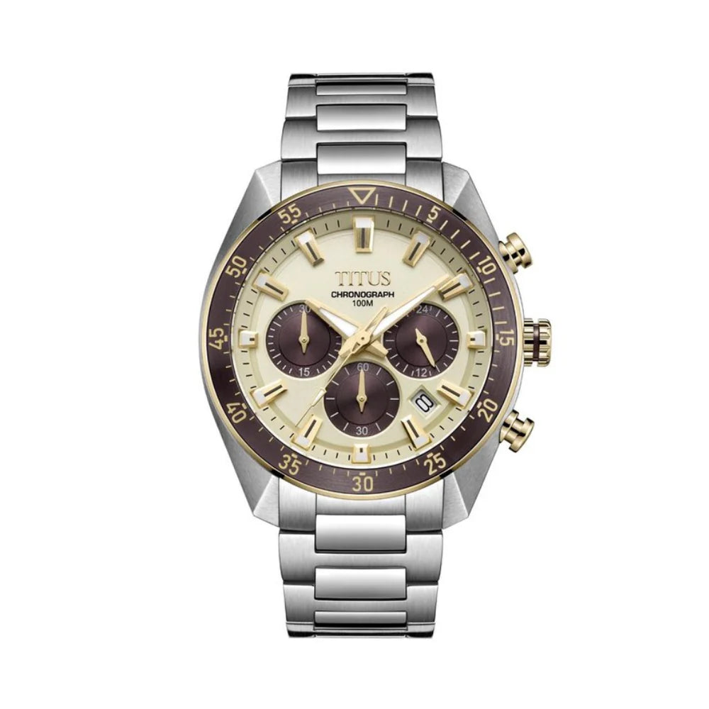 นาฬิกาผู้ชาย Modernist โครโนกราฟ ระบบควอตซ์ สายสเตนเลสสตีล ขนาดตัวเรือน 45 มม. (W06-03338-004)