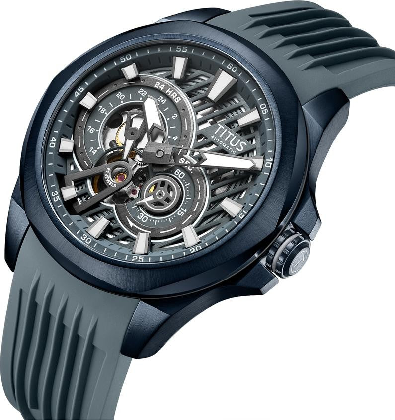 นาฬิกาผู้ชาย Quest Skeleton มัลติฟังก์ชัน ระบบออโตเมติก สายซิลิโคน ขนาดตัวเรือน 44 มม. (W06-03342-004)