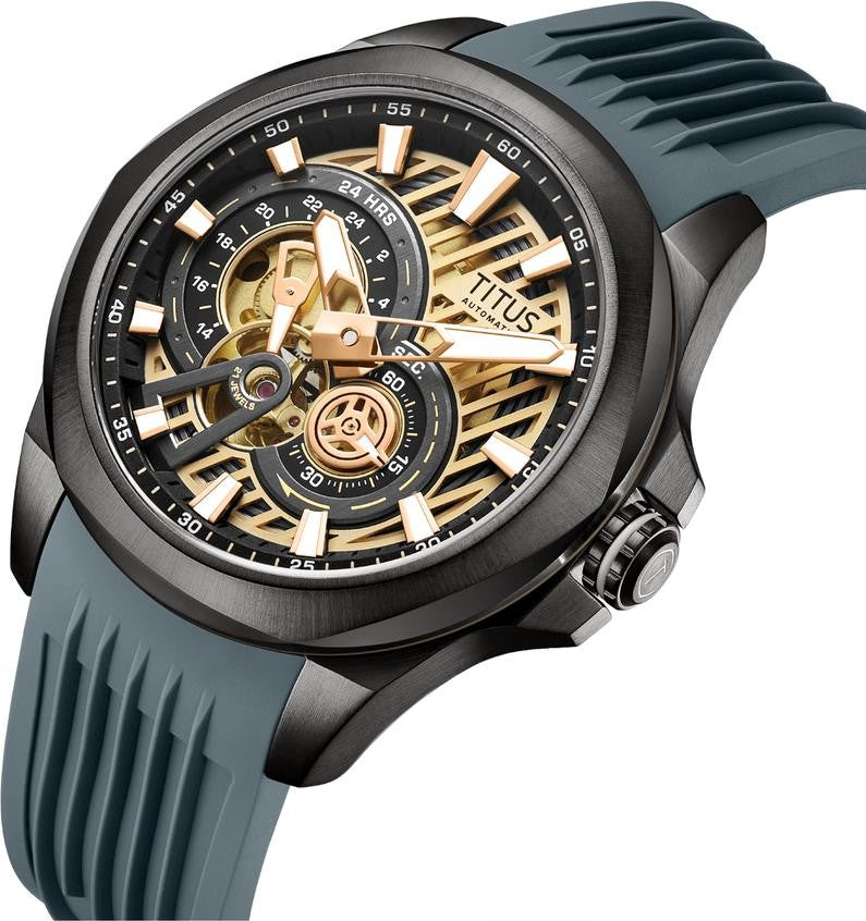 นาฬิกาผู้ชาย Quest Skeleton มัลติฟังก์ชัน ระบบออโตเมติก สายซิลิโคน ขนาดตัวเรือน 44 มม. (W06-03342-005)