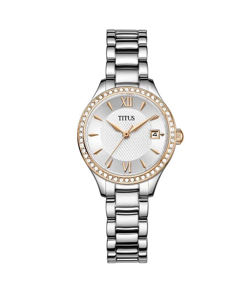 นาฬิกาผู้หญิง Fair Lady 3 เข็ม วันที่ ระบบควอตซ์ สายสเตนเลสสตีล ขนาดตัวเรือน 28 มม. (W06-03354-001)