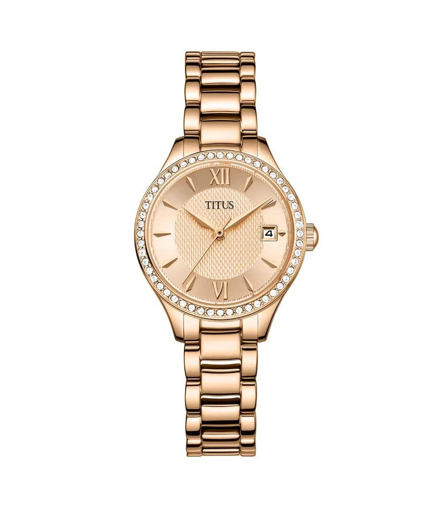 นาฬิกาผู้หญิง Fair Lady 3 เข็ม วันที่ ระบบควอตซ์ สายสเตนเลสสตีล ขนาดตัวเรือน 28 มม. (W06-03354-002)