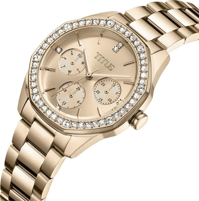 นาฬิกาผู้หญิง Fashionista มัลติฟังก์ชัน ระบบควอตซ์ สายสเตนเลสสตีล ขนาดตัวเรือน 34 มม. (W06-03429-003)
