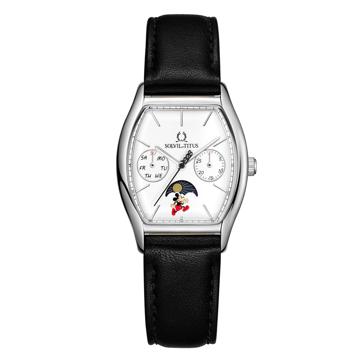 [Pre-Order] คอลเลกชัน Barista “Mickey Mouse 95th Anniversary” นาฬิกาผู้หญิง ลิมิเตดอิดิชัน เรือนสีเงิน มัลติฟังก์ชัน บอกกลางวัน-กลางคืน ระบบควอตซ์ สายหนัง ขนาดตัวเรือน 31 มม. (W06-03356-001)