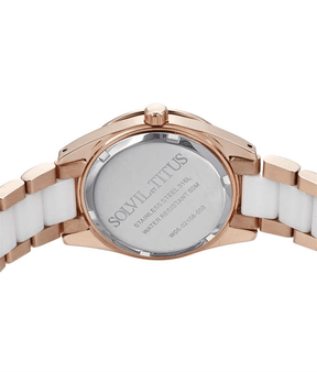 นาฬิกาผู้หญิง Perse มัลติฟังก์ชัน ระบบควอตซ์ สายสแตนเลสสตีลและเซรามิก ขนาดตัวเรือน 35.5 มม. (W06-02108-003)