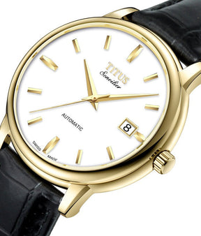 นาฬิกาผู้ชาย Sonvilier 3 เข็ม วันที่ ระบบออโตเมติก สายหนัง ขนาดตัวเรือน 42 มม. (W06-02939-003)