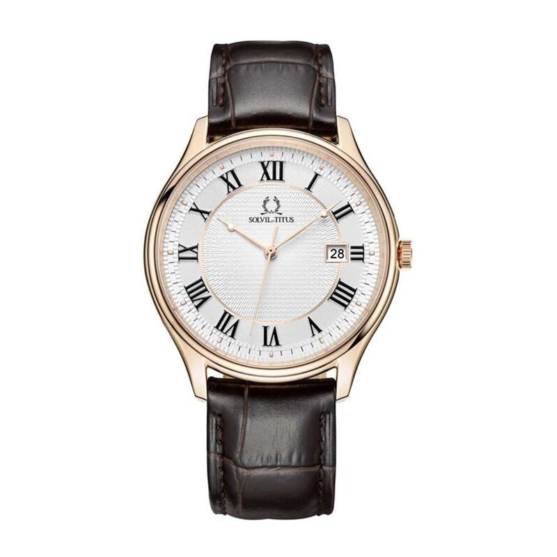 นาฬิกาผู้ชาย Classicist 3 เข็ม วันที่ ระบบควอตซ์ สายหนัง ขนาดตัวเรือน 40 มม. (W06-03002-002)