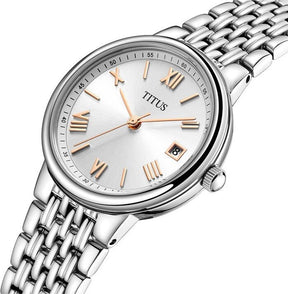 นาฬิกาผู้หญิง Fair Lady 3 เข็ม วันที่ ระบบควอตซ์ สายสแตนเลสสตีล ขนาดตัวเรือน 27 มม. (W06-03025-004)