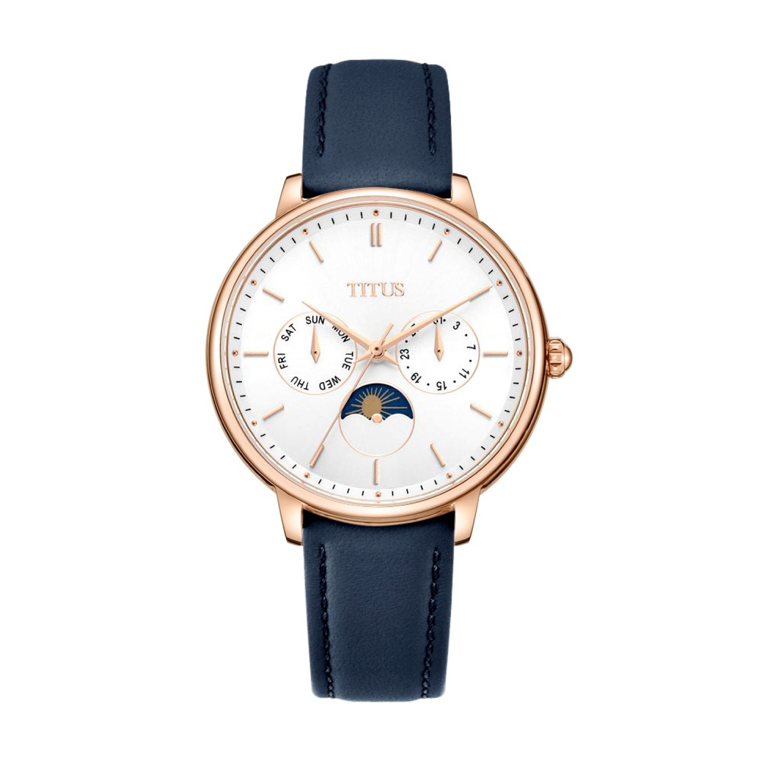นาฬิกาผู้หญิง Fashionista มัลติฟังก์ชัน ระบบควอตซ์ สายหนัง ขนาดตัวเรือน 37 มม. (W06-03071-013)