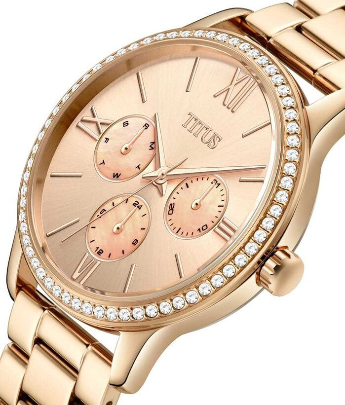 นาฬิกาผู้หญิง Fashionista มัลติฟังก์ชัน ระบบควอตซ์ สายสแตนเลสสตีล ขนาดตัวเรือน 37 มม. (W06-03162-003)