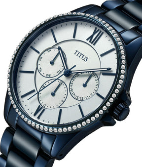 นาฬิกาผู้หญิง Fashionista มัลติฟังก์ชัน ระบบควอตซ์ สายสแตนเลสสตีลและเซรามิก ขนาดตัวเรือน 37 มม. (W06-03177-003)