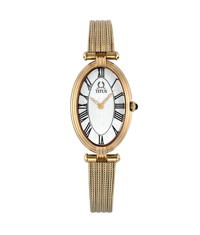 นาฬิกาผู้หญิง Once 2 เข็ม ระบบควอตซ์ สายถักสแตนเลสสตีล ขนาดตัวเรือน 22 มม. (W06-03207-010)