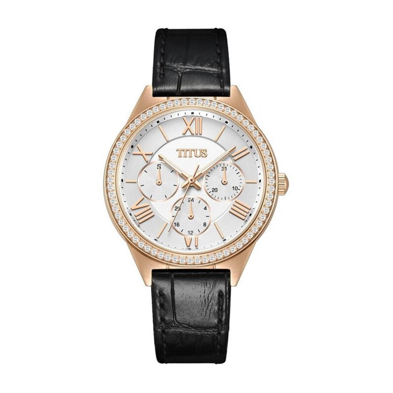 นาฬิกาผู้หญิง Fashionista มัลติฟังก์ชัน ระบบควอตซ์ สายหนัง ขนาดตัวเรือน 36 มม. (W06-03211-001)