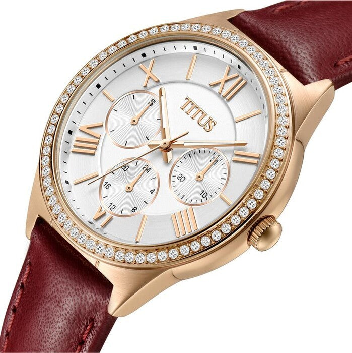 นาฬิกาผู้หญิง Fashionista มัลติฟังก์ชัน ระบบควอตซ์ สายหนัง ขนาดตัวเรือน 36 มม. (W06-03211-003)