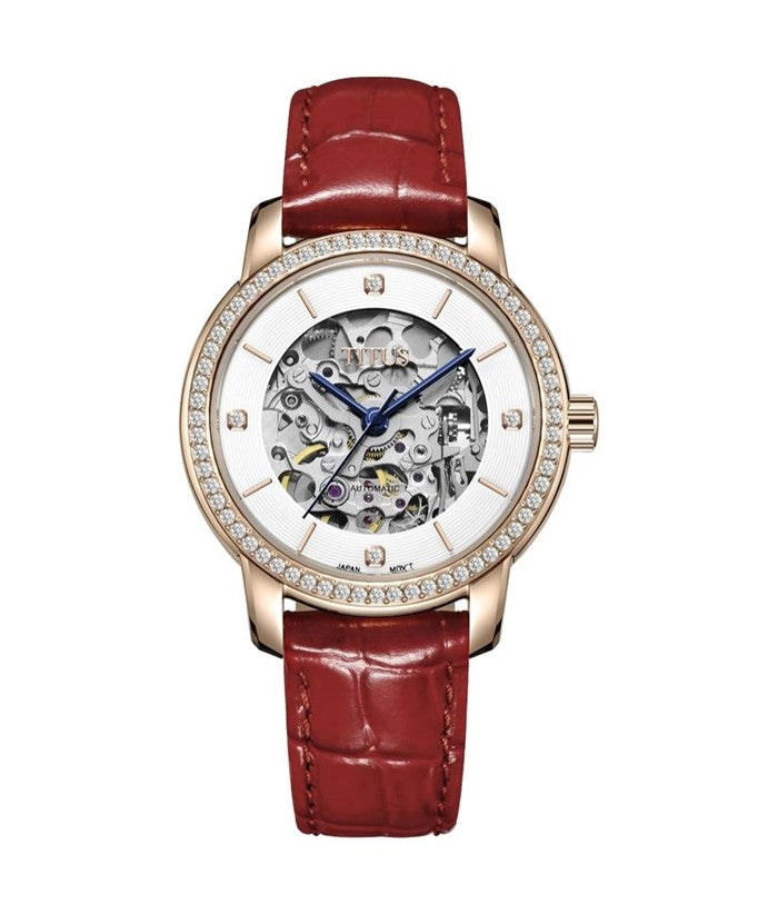 นาฬิกาผู้หญิง Exquisite 3 เข็ม ระบบออโตเมติก สายหนัง ขนาดตัวเรือน 34.5 มม. (W06-03232-003)