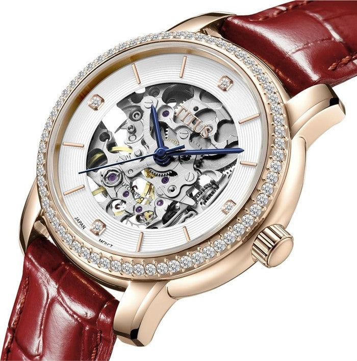 นาฬิกาผู้หญิง Exquisite 3 เข็ม ระบบออโตเมติก สายหนัง ขนาดตัวเรือน 34.5 มม. (W06-03232-003)