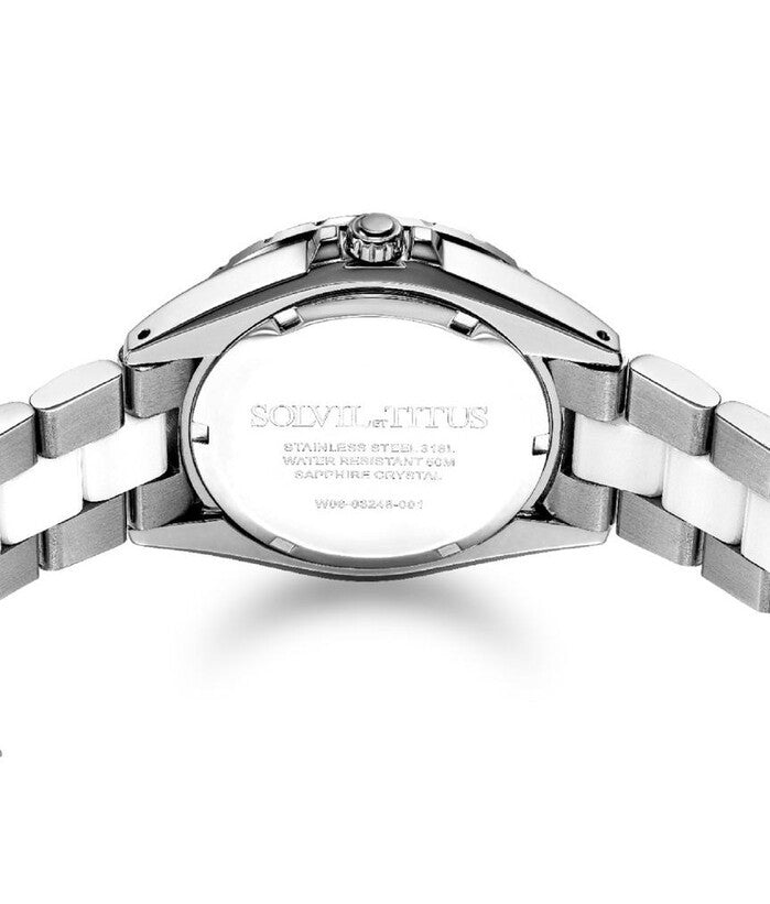 นาฬิกาผู้หญิง Perse มัลติฟังก์ชัน ระบบควอตซ์ สายสแตนเลสสตีลและเซรามิก ขนาดตัวเรือน 36 มม. (W06-03248-001)