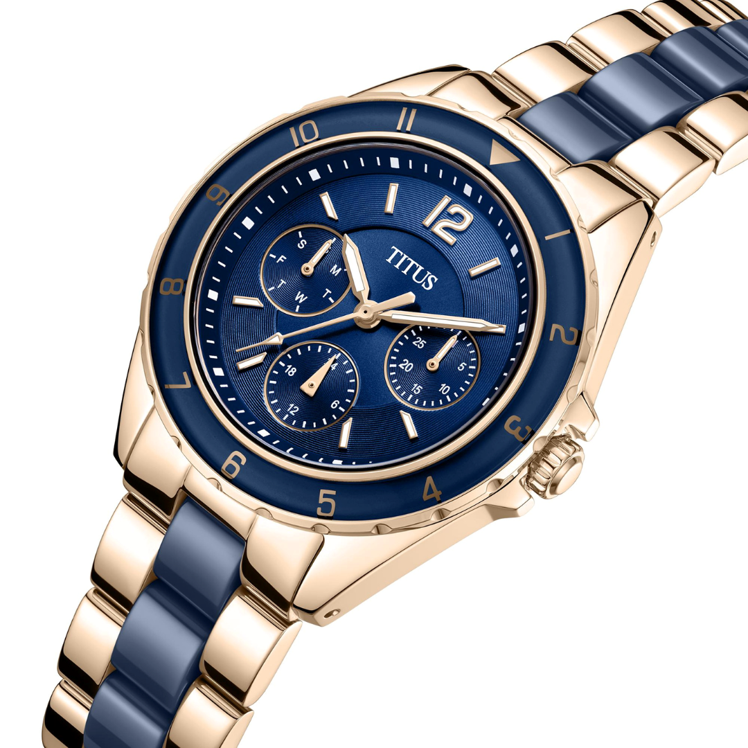 นาฬิกาผู้หญิง Perse มัลติฟังก์ชัน ระบบควอตซ์ สายสแตนเลสสตีลและเซรามิก ขนาดตัวเรือน 36 มม. (W06-03248-007)