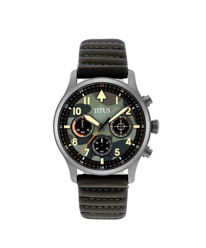 นาฬิกาผู้ชาย Modernist โครโนกราฟ ระบบควอตซ์ สายหนัง ขนาดตัวเรือน 42 มม. (W06-03249-007)