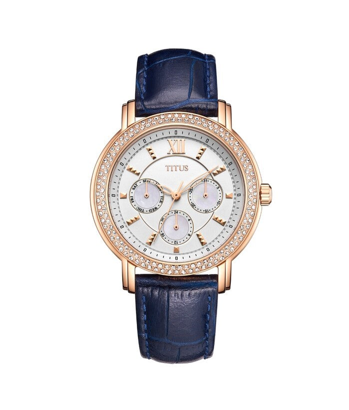นาฬิกาผู้หญิง Fashionista มัลติฟังก์ชัน ระบบควอตซ์ สายหนัง ขนาดตัวเรือน 38 มม. (W06-03251-004)