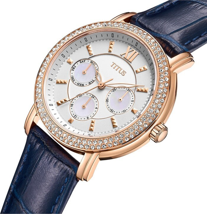 นาฬิกาผู้หญิง Fashionista มัลติฟังก์ชัน ระบบควอตซ์ สายหนัง ขนาดตัวเรือน 38 มม. (W06-03251-004)