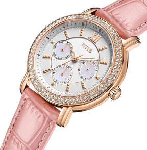 นาฬิกาผู้หญิง Fashionista มัลติฟังก์ชัน ระบบควอตซ์ สายหนัง ขนาดตัวเรือน 38 มม. (W06-03251-005)