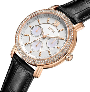 นาฬิกาผู้หญิง Fashionista มัลติฟังก์ชัน ระบบควอตซ์ สายหนัง ขนาดตัวเรือน 38 มม. (W06-03251-006)
