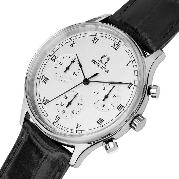นาฬิกาผู้ชาย Classicist มัลติฟังก์ชัน ระบบควอตซ์ สายหนัง ขนาดตัวเรือน 40 มม. (W06-03256-001)