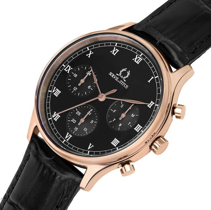 นาฬิกาผู้ชาย Classicist มัลติฟังก์ชัน ระบบควอตซ์ สายหนัง ขนาดตัวเรือน 40 มม. (W06-03256-004)