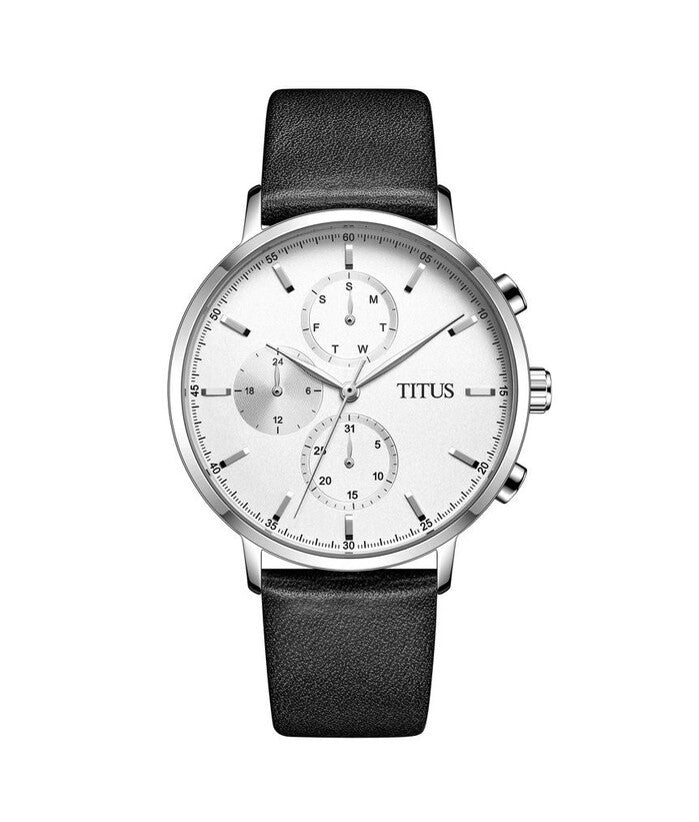 นาฬิกาผู้ชาย Interlude มัลติฟังก์ชัน ระบบควอตซ์ สายหนัง ขนาดตัวเรือน 42 มม. (W06-03258-001)