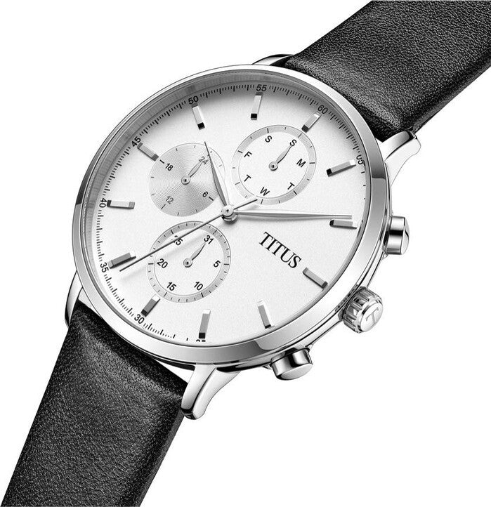 นาฬิกาผู้ชาย Interlude มัลติฟังก์ชัน ระบบควอตซ์ สายหนัง ขนาดตัวเรือน 42 มม. (W06-03258-001)