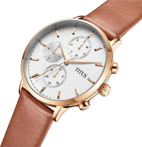 นาฬิกาผู้ชาย Interlude มัลติฟังก์ชัน ระบบควอตซ์ สายหนัง ขนาดตัวเรือน 42 มม. (W06-03258-004)