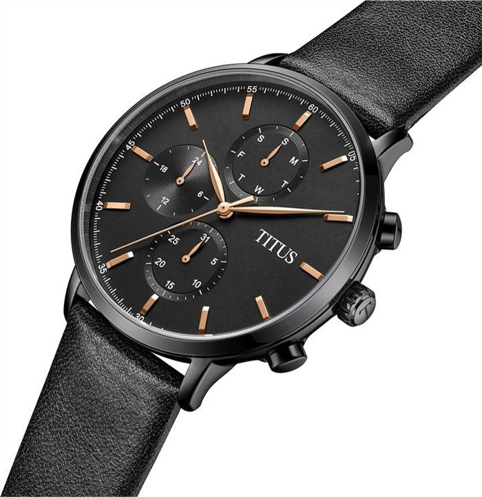 นาฬิกาผู้ชาย Interlude มัลติฟังก์ชัน ระบบควอตซ์ สายหนัง ขนาดตัวเรือน 42 มม. (W06-03258-005)