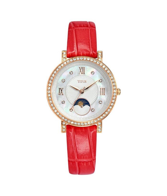 นาฬิกาผู้หญิง Chandelier 3 เข็ม กลางวัน-กลางคืน ระบบควอตซ์ สายหนัง ขนาดตัวเรือน 32.5 มม. (W06-03261-004)
