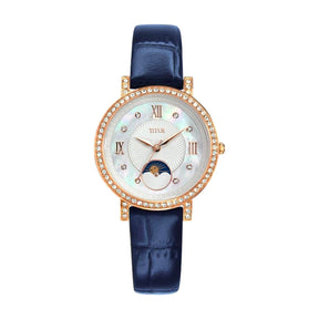 นาฬิกาผู้หญิง Chandelier 3 เข็ม กลางวัน-กลางคืน ระบบควอตซ์ สายหนัง ขนาดตัวเรือน 32.5 มม. (W06-03261-005)
