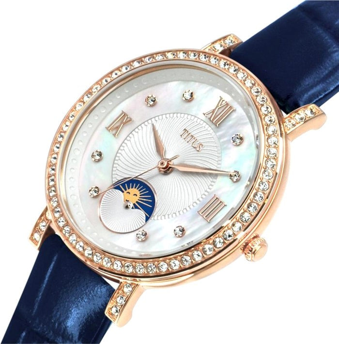 นาฬิกาผู้หญิง Chandelier 3 เข็ม กลางวัน-กลางคืน ระบบควอตซ์ สายหนัง ขนาดตัวเรือน 32.5 มม. (W06-03261-005)