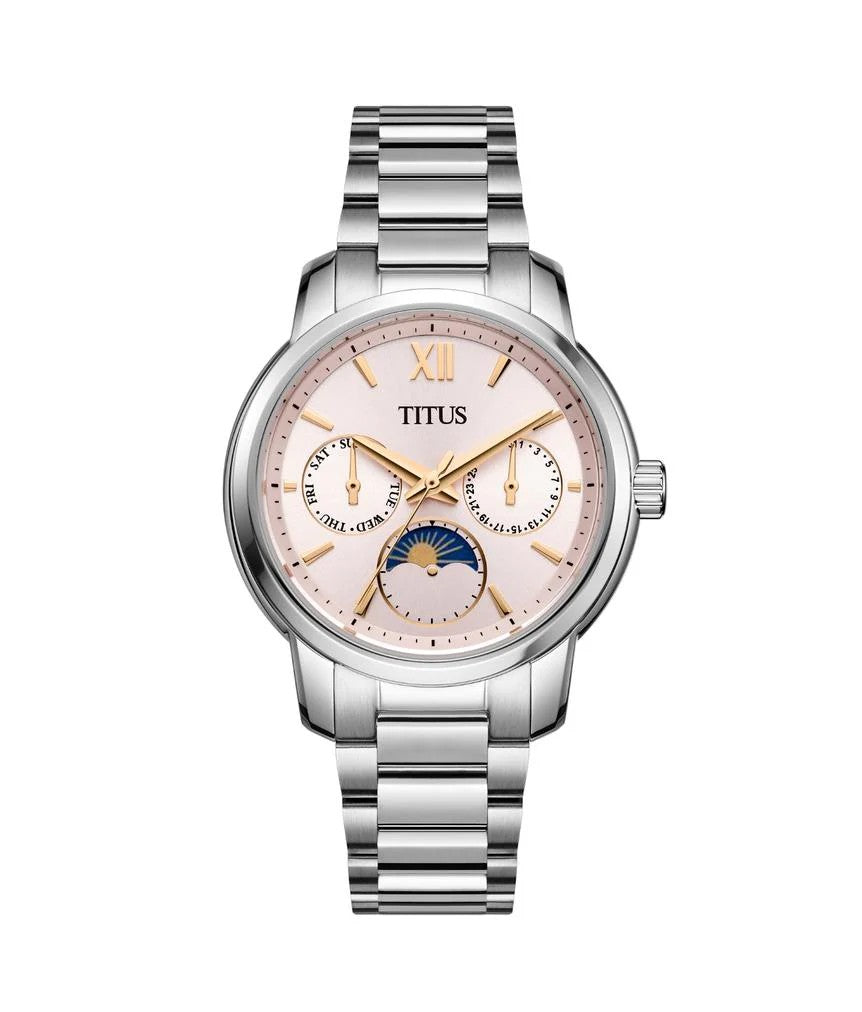 นาฬิกาผู้หญิง Devot มัลติฟังก์ชัน ระบบควอตซ์ สายสแตนเสลสตีล ขนาดตัวเรือน 34.5 มม. (W06-03262-008)