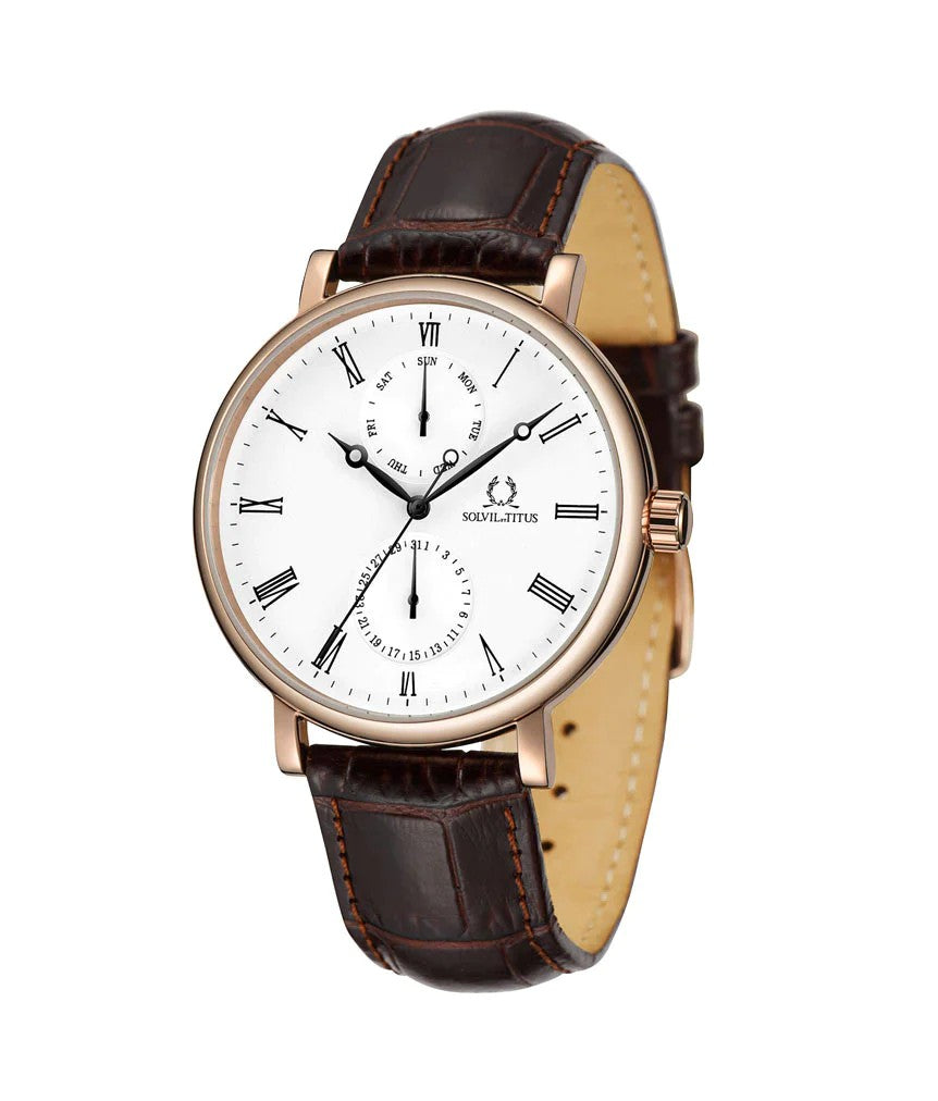 นาฬิกาผู้ชาย Classicist มัลติฟังก์ชัน ระบบควอตซ์ สายหนัง (W06-03300-001)
