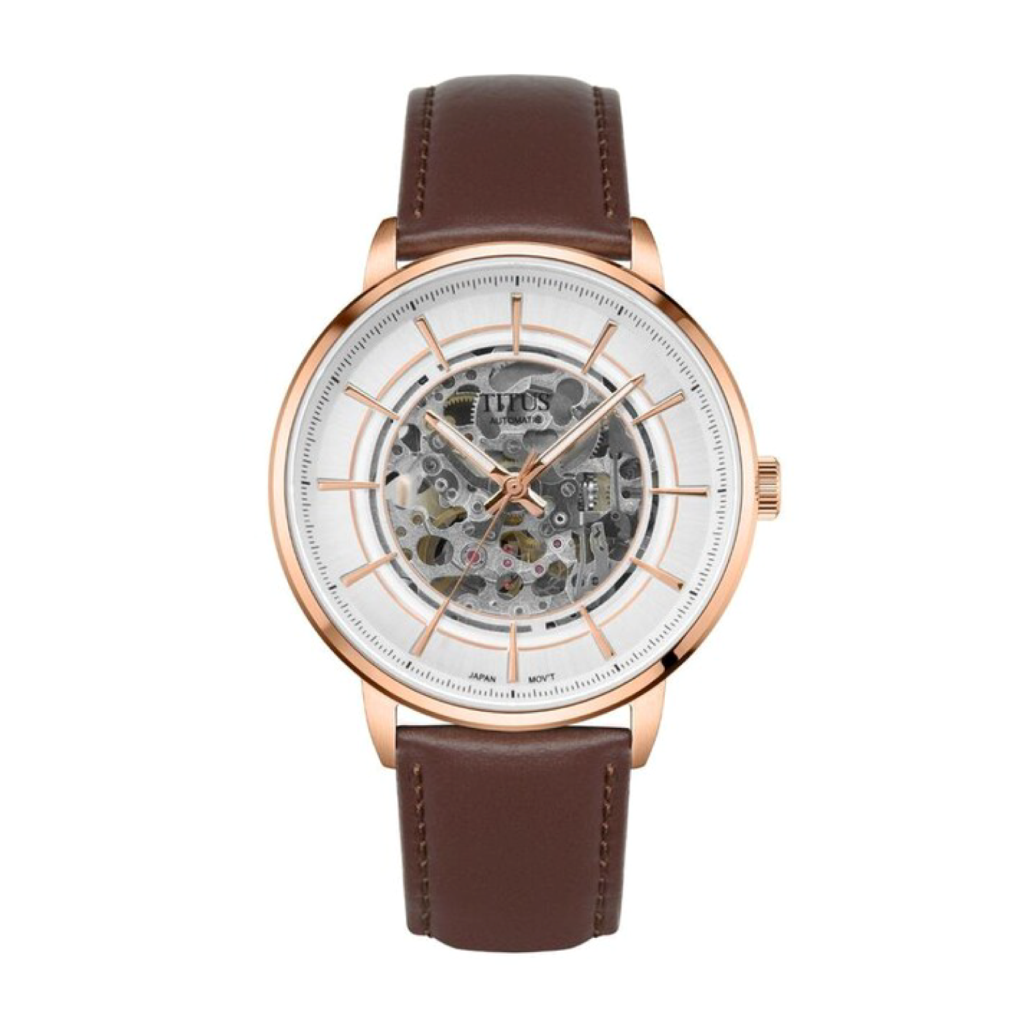 นาฬิกาผู้ชาย Enlight 3 เข็ม ระบบออโตเมติก สายหนัง ขนาดตัวเรือน 42 มม. (W06-03305-005)