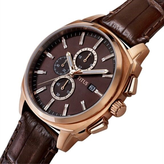 นาฬิกาผู้ชาย Modernist โครโนกราฟ ระบบควอตซ์ สายหนัง ขนาดตัวเรือน 40 มม. (W06-03308-007)